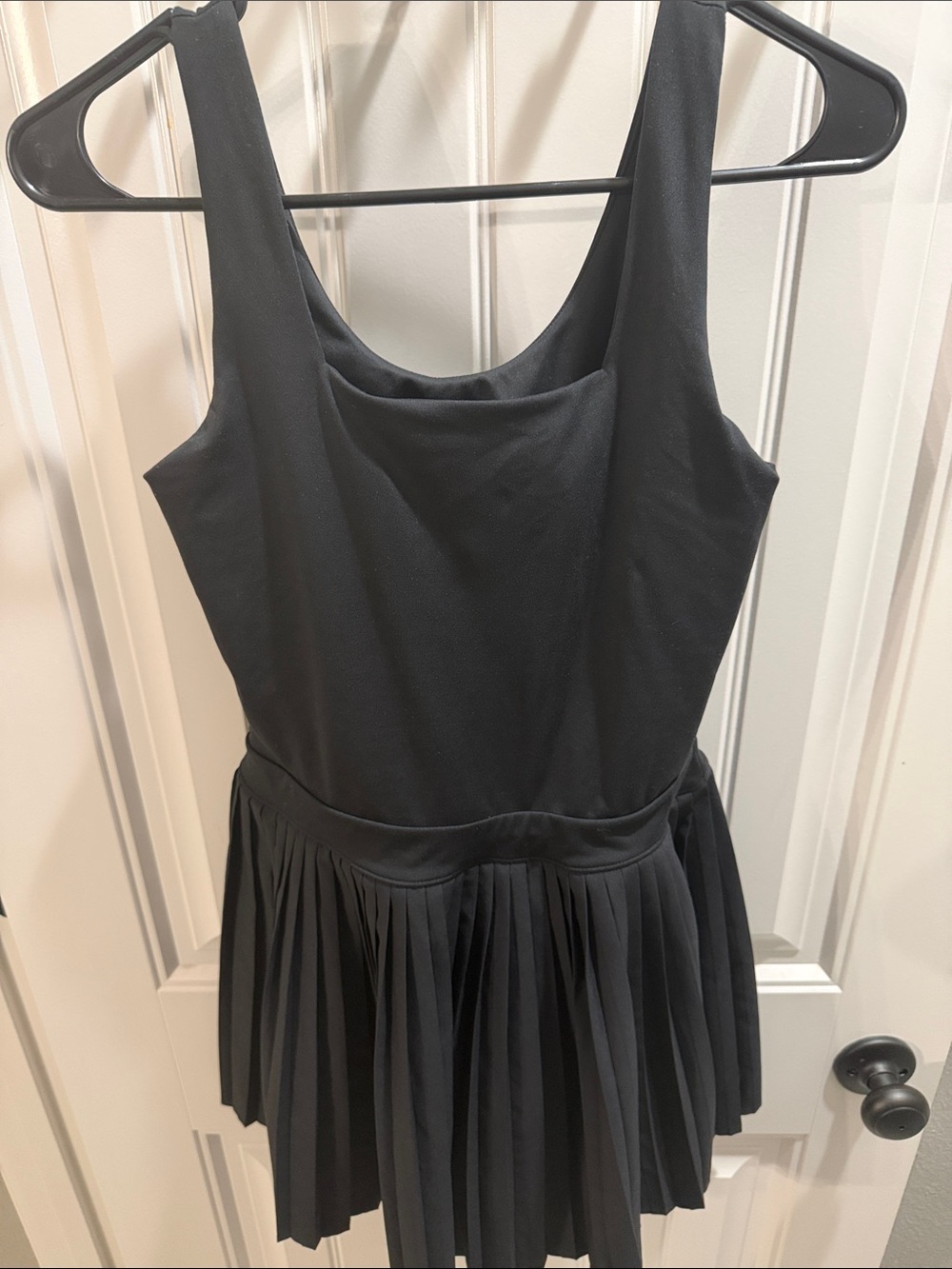 Athletic Black Pleated Tank Dress